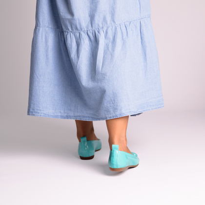 Hiszpańskie baleriny ze skóry lakierowanej - WONDERS A-86120 MORSKIE