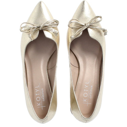 Czółenka na niskim obcasie - KOTYL 9925 ZŁOTY LICO