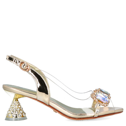 Sandały na ozdobnym obcasie - SCAVIOLA S-144 ZŁOTE