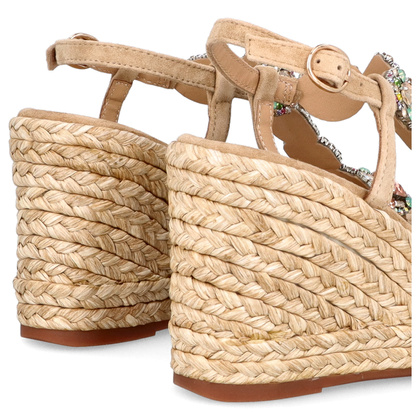 Hiszpańskie sandały na koturnie - ALMA EN PENA V251270 BEŻOWE