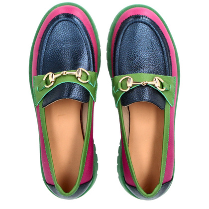 Kolorowe mokasyny ze skóry - TYMOTEO A1003 KOLOROWE