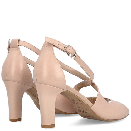 Taneczne sandałki ze skóry - KOTYL 4325 BEŻOWE