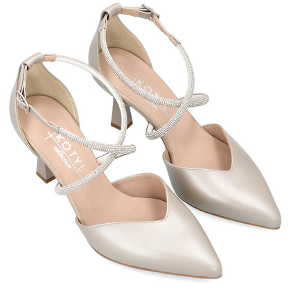 Szpilki ślubne z błyszczącymi paseczkami - KOTYL 3713 PERŁOWE