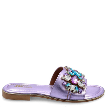 Eleganckie klapki ze skóry - BOTTEGA SMERALDA 215WLD FIOLETOWE