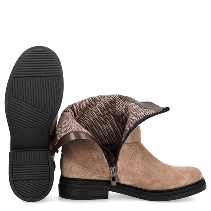 Płaskie botki ze skóry - TYMOTEO G1067 BEŻOWE