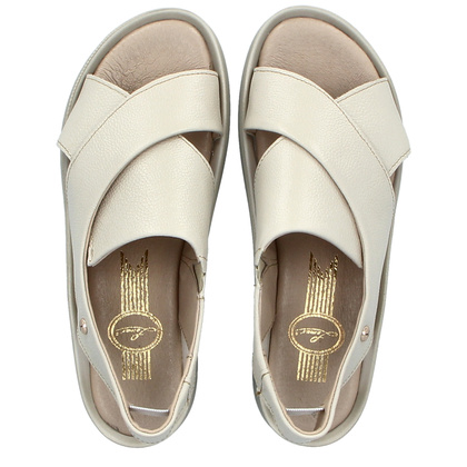 Wygodne skórzane sandały - LEMAR 40392 BEŻOWE