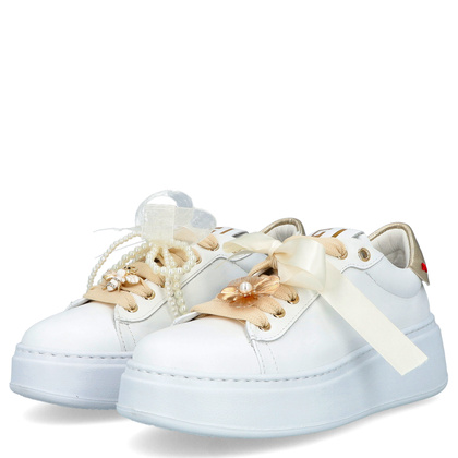 Sneakersy skórzane premium - GIO+ PIA356A BIAŁE