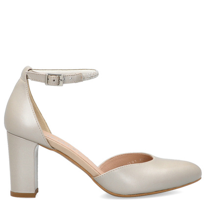 Ślubne czółenka z ozdobnym paseczkiem - KOTYL 1291 PERŁOWE