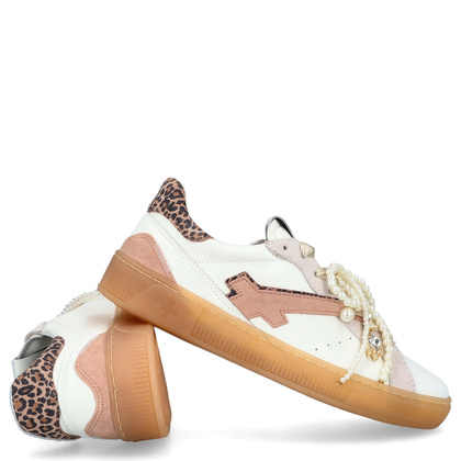 Sneakersy skórzane z ozdobami - GIO+ BLUE100 BIAŁE