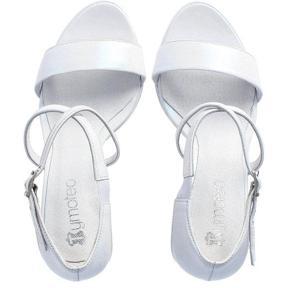 Sandały na szpilce - TYMOTEO PALME PERŁOWO BIAŁE