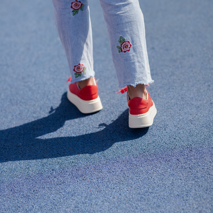 Sneakersy skórzane premium - GIO+ PIA300B CZERWONE