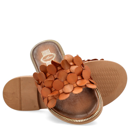 Klasyczne klapki ze skóry - LEMAR 40381 BRĄZOWE