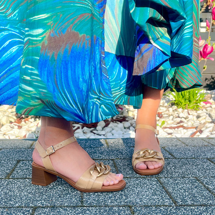 Sandały na niskim obcasie - OH! MY SANDALS 5354 BEŻOWE