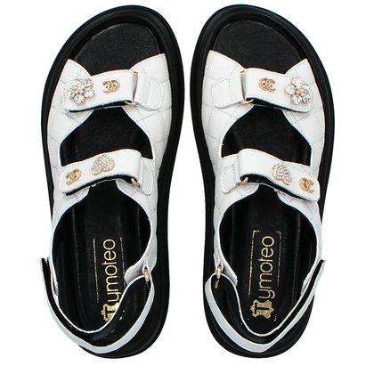 Sandały na rzep z ozdobami - TYMOTEO G1059 BIAŁE