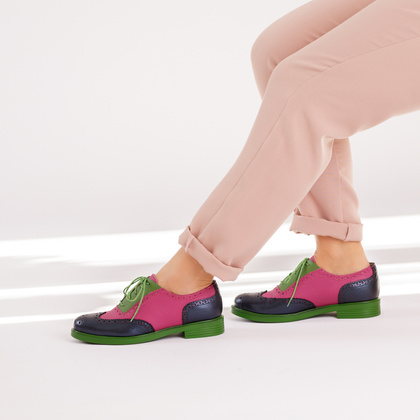 Wiązane półbuty ze skóry - TYMOTEO A1006 KOLOROWE