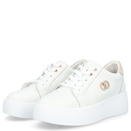 Skórzane sneakersy damskie - FILIPPO DP6721/25 BIAŁE
