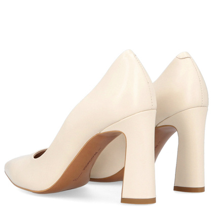 Czółenka na designerskim slupku - BRAVO MODA 0063 KREMOWE