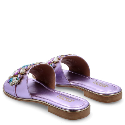 Eleganckie klapki ze skóry - BOTTEGA SMERALDA 215WLD FIOLETOWE