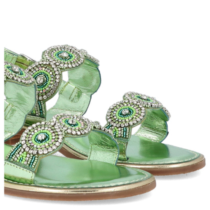 Eleganckie zdobne sandały - LEJADE 3755 PISTACJOWE