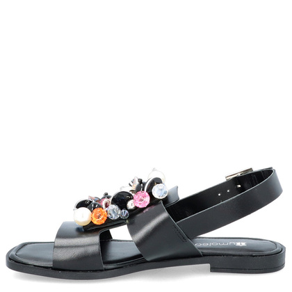 Skórzane sandały z ozdobą - TYMOTEO 3801 CZARNE