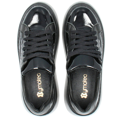 Skórzane sneakersy na grubej podeszwie - TYMOTEO P1020 CZARNE