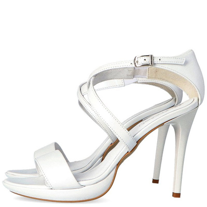 Sandały na szpilce - TYMOTEO PALME PERŁOWO BIAŁE