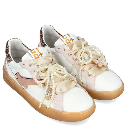 Sneakersy skórzane z ozdobami - GIO+ BLUE100 BIAŁE