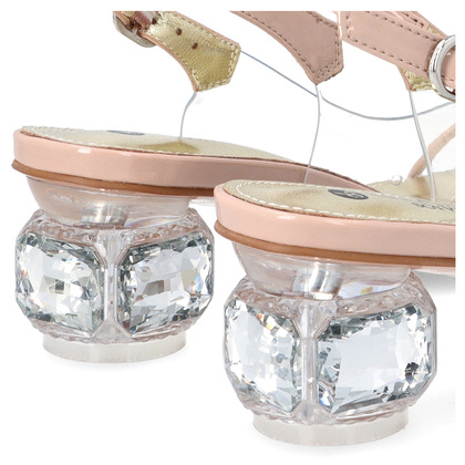 Silikonowe sandały na ozdobnym obcasie - SCAVIOLA S-239 BEŻOWE