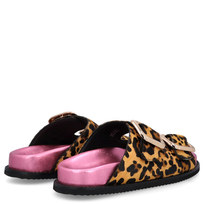 Skórzane klapki damskie - GIOSEPPO 75453 PANTERKA