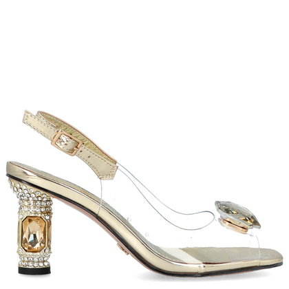 Sandały na efektownym obcasie - SCAVIOLA S-214 ZŁOTE