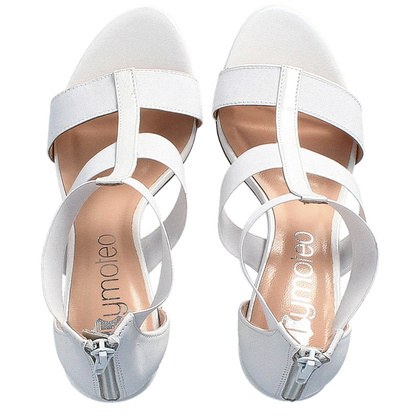 Stylowe sandałki na słupku - TYMOTEO C1003 BIAŁE