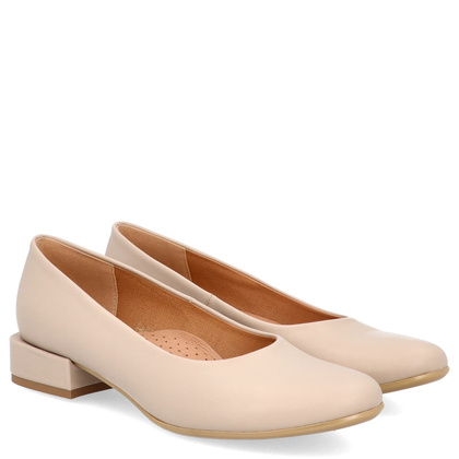 Niskie czółenka z powiększoną tęgością H - TYMOTEO P1019 BEŻOWE