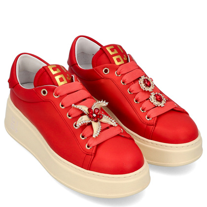 Sneakersy skórzane premium - GIO+ PIA300B CZERWONE