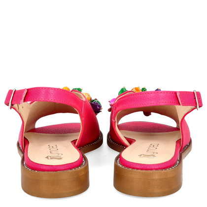 Skórzane sandały z ozdobą - TYMOTEO G1043 FUKSJA