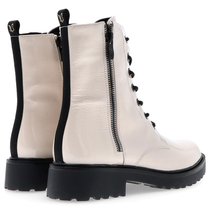 Lakierowane botki ze skóry - CAPRICE 9-25217-43 BIAŁE