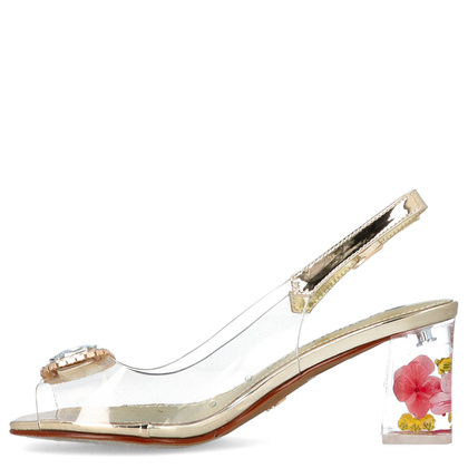 Silikonowe sandały na modnym obcasie - SCAVIOLA S-352 ZŁOTE