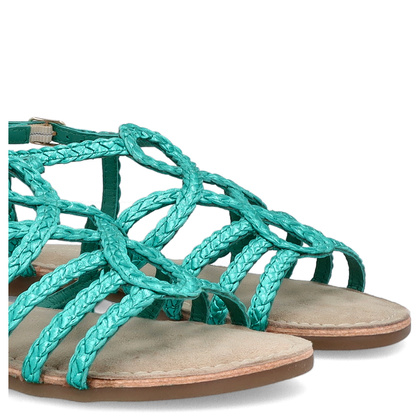 Skórzane płaskie sandałki - GIOSEPPO 71746 TURKUSOWE