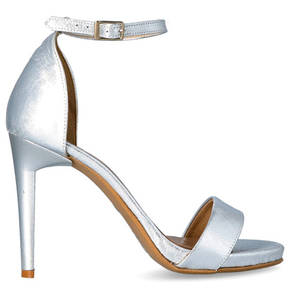 Sandały na szpilce - TYMOTEO LALI SREBRNE