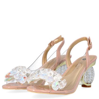 Sandały na modnym obcasie - SCAVIOLA H-06 RÓŻOWE