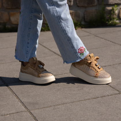 Sneakersy damskie premium - GIO+ PIA350A BEŻOWE