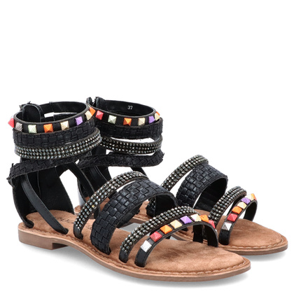 Sandały damskie gladiatorki - LAZAMANI LA75406 CZARNE