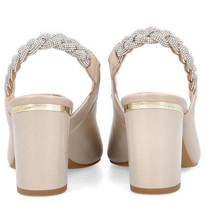 Eleganckie sandałki z odkrytą piętą - TYMOTEO 2387 PERŁOWE