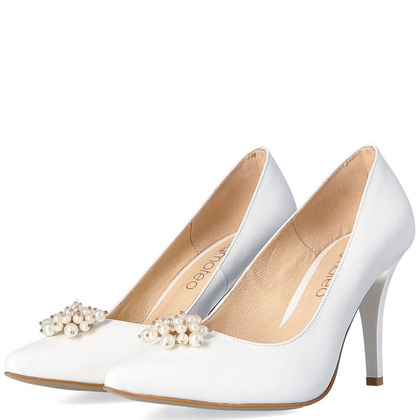 Ślubne szpilki z perełkami - TYMOTEO L2005 BIAŁE