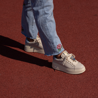 Sneakersy skórzane premium - GIO+ PIA312A BEŻOWE