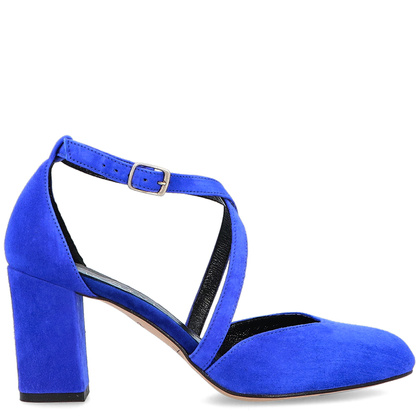 Taneczne czółenka ze skóry - KOTYL 7075 CHABROWE NIEBIESKIE