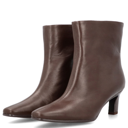 Skórzane botki na obcasie - TYMOTEO G1076 CZEKOLADOWE LICO