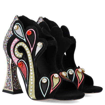 Efektowne sandały na ozdobnym słupku - SCAVIOLA S-152 CZARNE