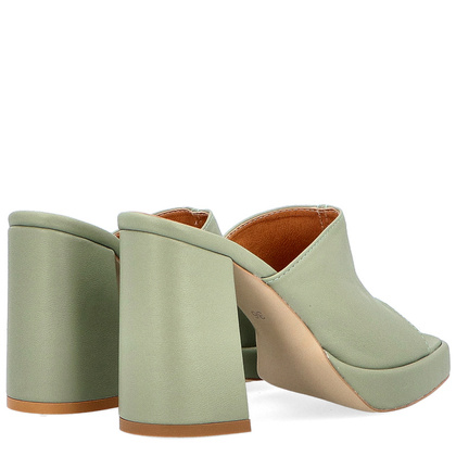 Designerskie klapki na słupku - TYMOTEO U1006 OLIWKOWE