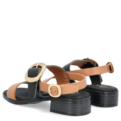Eleganckie sandały ze skóry - OH! MY SANDALS 5609 CZARNO BRĄZOWE