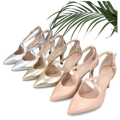 Eleganckie szpilki ślubne - KOTYL 3703 BEŻOWE